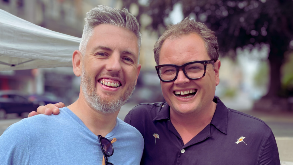 Alan Carr from BBC Interior Design Masters and The Traitors visiting NOCO Hair, Award-Winning Salon. 