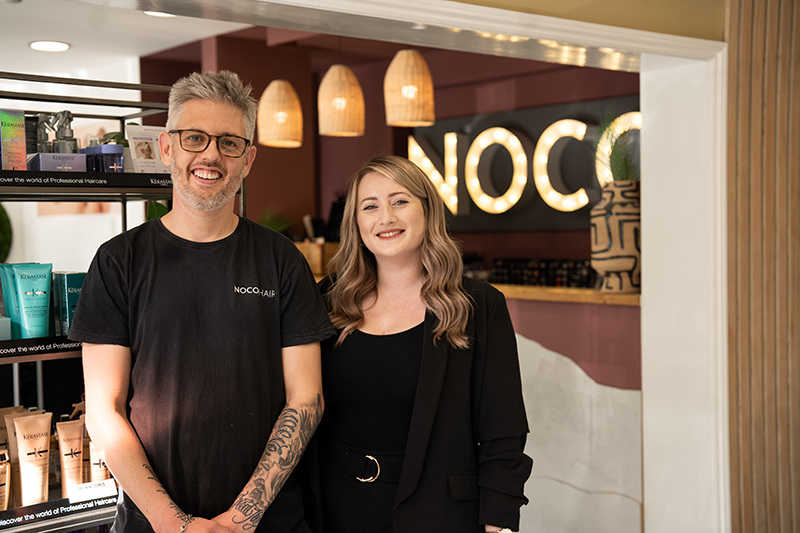 Noel Halligan and Corey Taylor, co-founders of NOCO Hair Bristol
